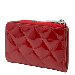 シャネル ココマーク マトラッセ L字ファスナー コインケース 小銭入れ レッド パテントレザー レディース CHANEL 【中古】