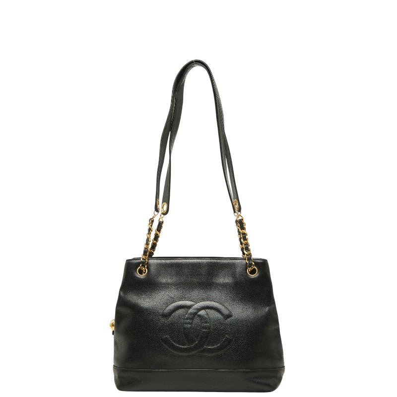 シャネル ココマーク チェーン トートバッグ ショルダーバッグ ブラック キャビアスキン レディース CHANEL 【中古】