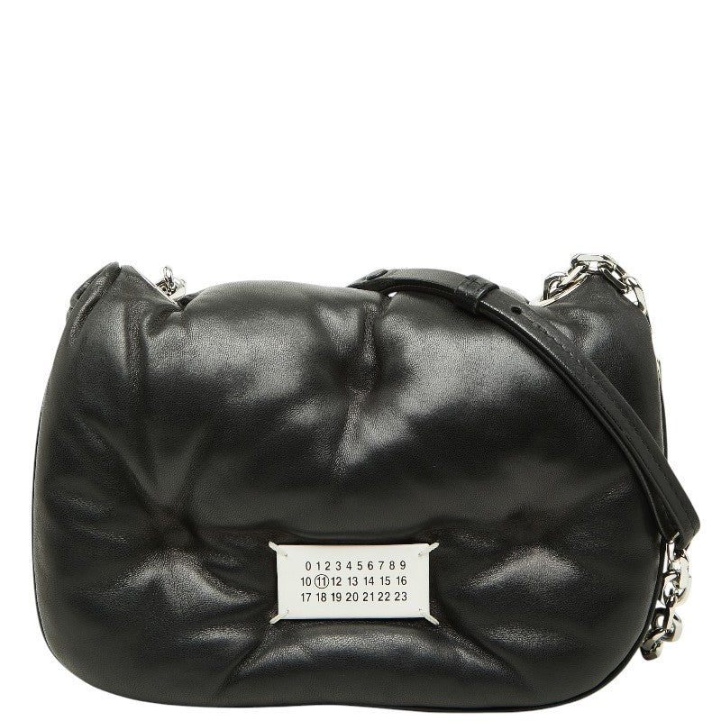 マルタンマルジェラ グラム スラム フラップ スモール チェーン ショルダーバッグ ブラック レザー レディース MARTIN MARGIELA 【中古】