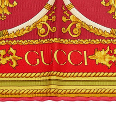 グッチ チェアパターン柄 椅子 スカーフ ピンク マルチカラー シルク レディース GUCCI 【中古】