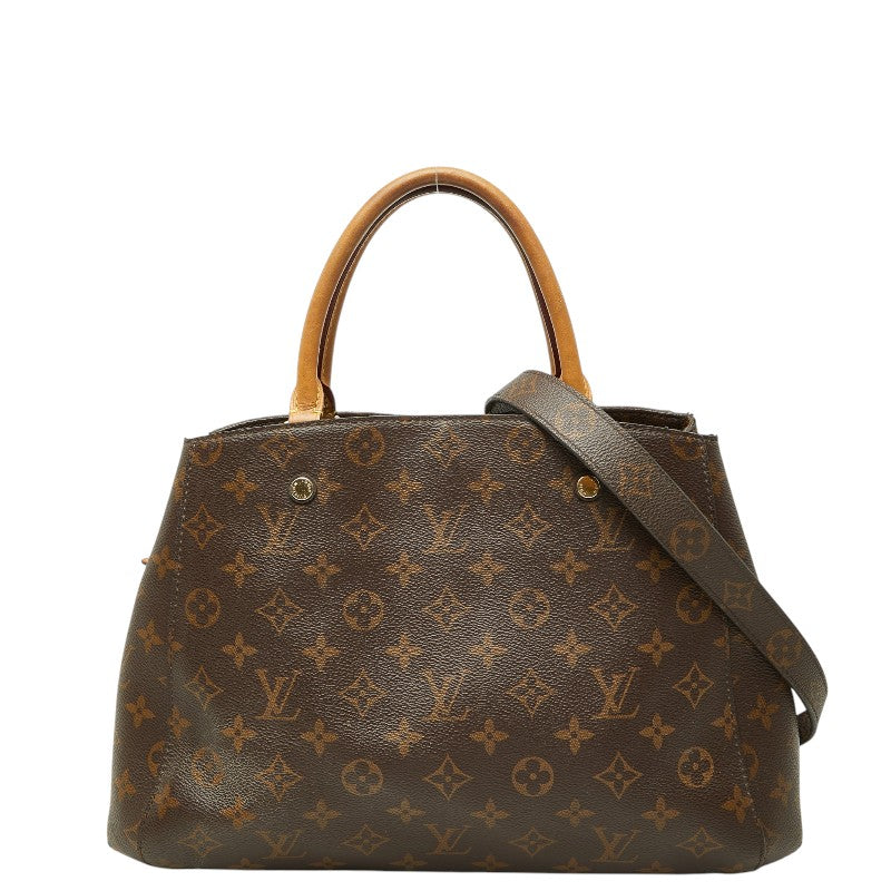 ルイ ヴィトン モノグラム モンテーニュMM ハンドバッグ 2WAY ショルダーバッグ M41056 ブラウン PVC レザー レディース LOUIS VUITTON 【中古】