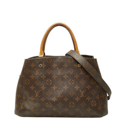 ルイ ヴィトン モノグラム モンテーニュMM ハンドバッグ 2WAY ショルダーバッグ M41056 ブラウン PVC レザー レディース LOUIS VUITTON 【中古】
