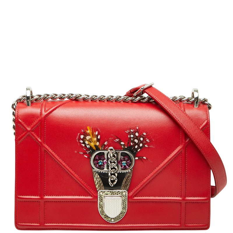 ディオール ディオラマ チェーン ショルダーバッグ レッド レザー レディース Dior 【中古】