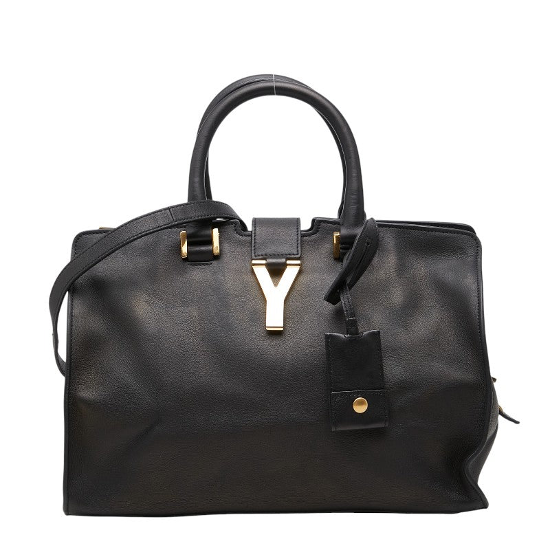 サンローラン Yライン プチカバス ハンドバッグ ショルダーバッグ 2WAY 311210 ブラック レザー レディース SAINT LAURENT 【中古】