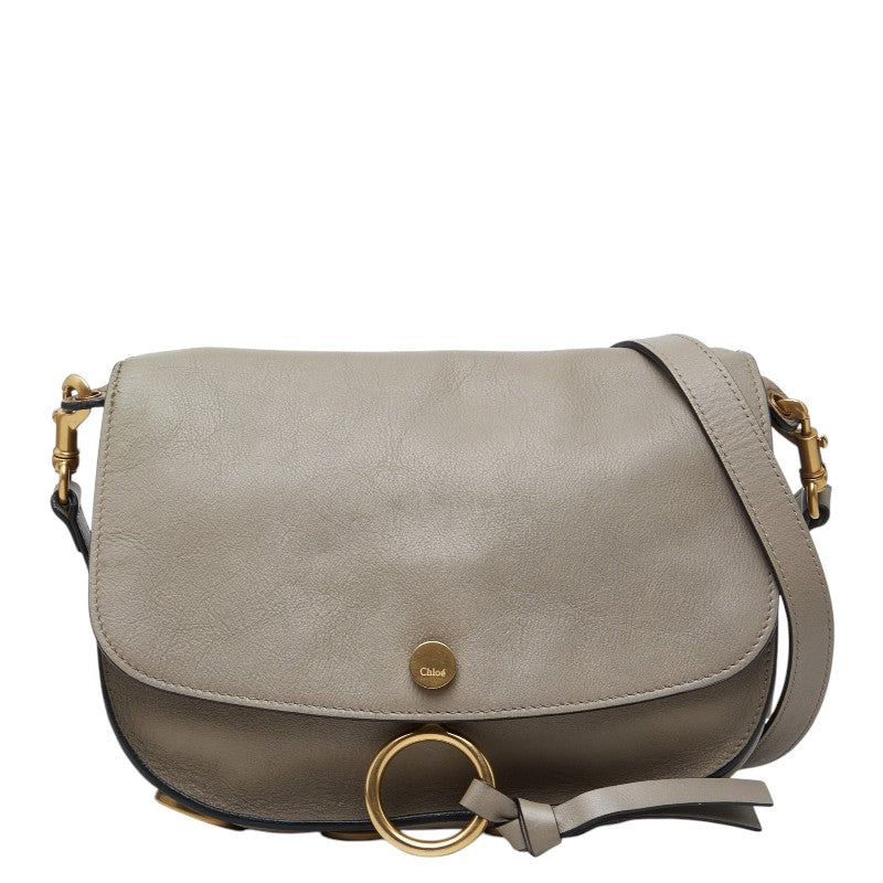 クロエ 斜め掛け ショルダーバッグ グレージュ ゴールド レザー レディース Chloe 【中古】