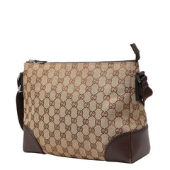 グッチ GGキャンバス 斜め掛け ショルダーバッグ 114273 ベージュ ブラウン キャンバス レザー レディース GUCCI 【中古】