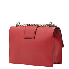 プラダ チェーン ショルダーバッグ レッド サフィアーノレザー レディース PRADA 【中古】