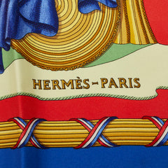 エルメス カレ90 1789 LIBERTE EGALITE FRATERNITE REPUBLIQUE FRANCAISE 1789年フランス革命を記念して スカーフ 大判 レッド ブルー シルク レディース HERMES 【中古】