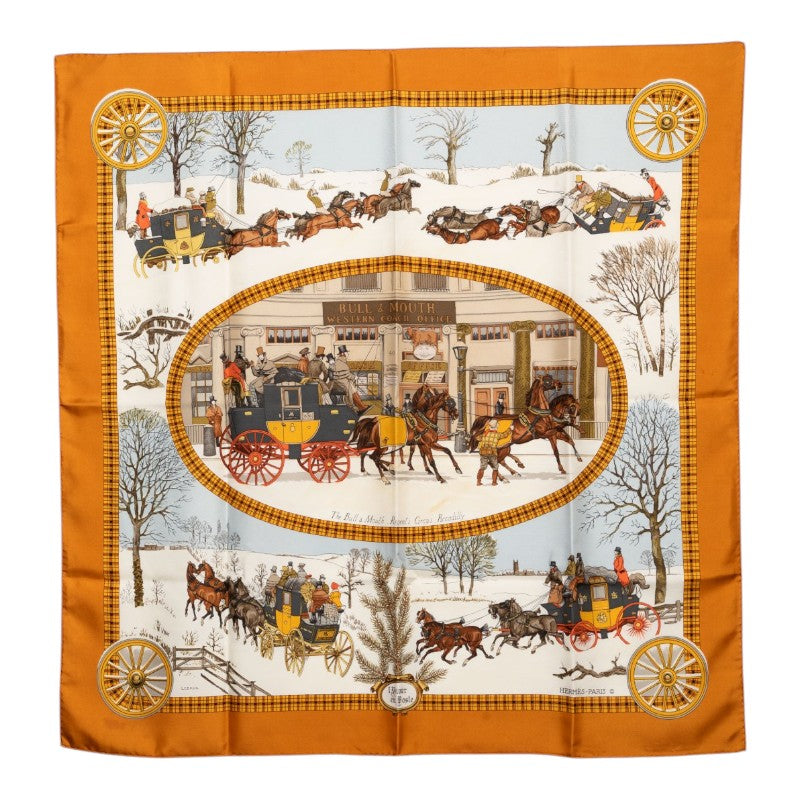 エルメス カレ90 BULL＆MOUTH 郵便馬車 スカーフ 大判 マルチカラー シルク レディース HERMES 【中古】