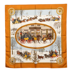 エルメス カレ90 BULL＆MOUTH 郵便馬車 スカーフ 大判 マルチカラー シルク レディース HERMES 【中古】
