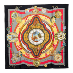 エルメス カレ90 la ronde des heures 時ノ輪舞 スカーフ 大判 マルチカラー シルク レディース HERMES 【中古】