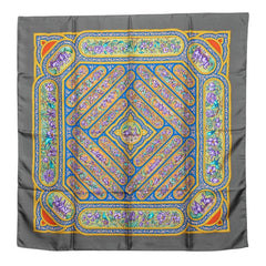 エルメス カレ90 QALAMDAN カラムダン スカーフ グレー マルチカラー シルク レディース HERMES 【中古】