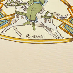エルメス カレ90 TOURNEZ MANEGE メリーゴーランド スカーフ 大判 アイボリー マルチカラー シルク レディース HERMES 【中古】