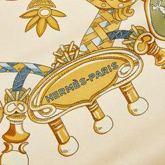 エルメス カレ90 TOURNEZ MANEGE メリーゴーランド スカーフ 大判 アイボリー マルチカラー シルク レディース HERMES 【中古】