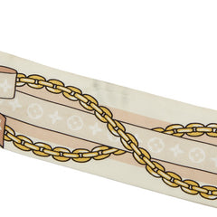 ルイ ヴィトン モノグラム バンドーBB LV ボウ スカーフ M97980 ベージュ ピンク シルク レディース LOUIS VUITTON 【中古】