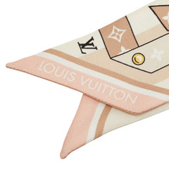 ルイ ヴィトン モノグラム バンドーBB LV ボウ スカーフ M97980 ベージュ ピンク シルク レディース LOUIS VUITTON 【中古】
