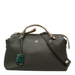 フェンディ バイ ザ ウェイ ミディアム ハンドバッグ 2WAY 斜め掛け ショルダーバッグ 8BL124 グリーン系 レザー パイソン レディース FENDI 【中古】