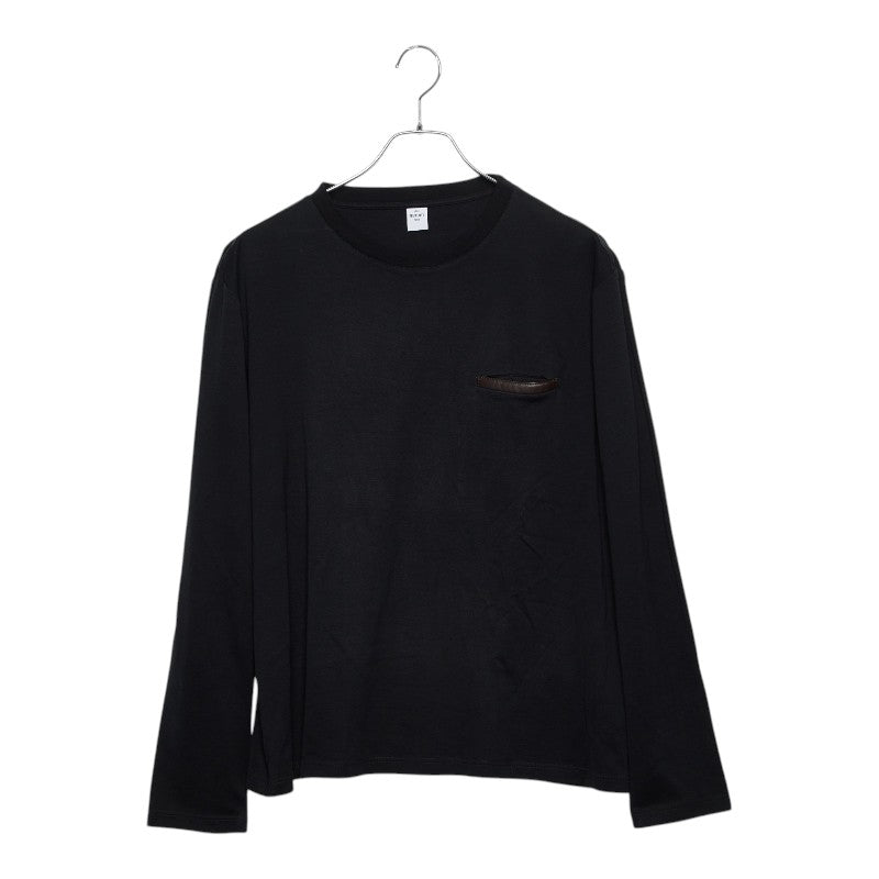 ベルルッティ 長袖Tシャツ カットソー ロンT 胸ポケット サイズM ブラック コットン レザー メンズ Berluti 【中古】