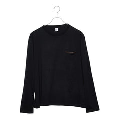 ベルルッティ 長袖Tシャツ カットソー ロンT 胸ポケット サイズM ブラック コットン レザー メンズ Berluti 【中古】