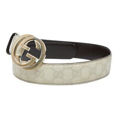 グッチ グッチシマ インターロッキングG ベルト サイズ85・34 114876 オフホワイト レザー メンズ GUCCI 【中古】
