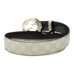 グッチ グッチシマ インターロッキングG ベルト サイズ85・34 114876 オフホワイト レザー メンズ GUCCI 【中古】