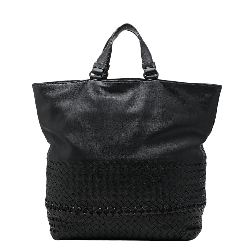 ボッテガヴェネタ イントレチャート ハンドバッグ トートバッグ ブラック レザー レディース BOTTEGAVENETA 【中古】