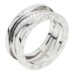 ブルガリ K18WG ホワイトゴールド 750 ダイヤモンド B-zero1 ビーゼロワン レジェンドリング 指輪 ＃60 メンズ BVLGARI 19号 【中古】