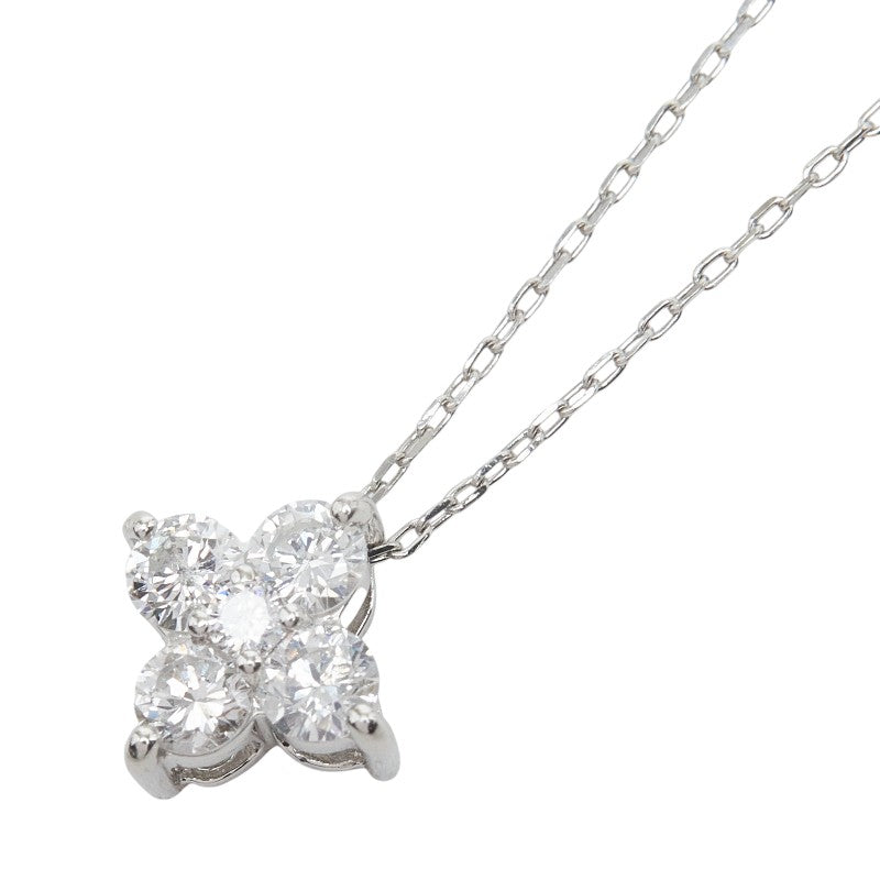 Pt900 プラチナ Pt850 プラチナ ダイヤモンド ダイヤ0.35ct クローバーモチーフ ペンダント ネックレス レディース 【中古】