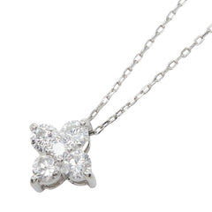 Pt900 プラチナ Pt850 プラチナ ダイヤモンド ダイヤ0.35ct クローバーモチーフ ペンダント ネックレス レディース 【中古】