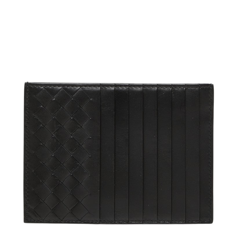 ボッテガヴェネタ イントレチャート カードケース 小銭入れ ブラック レザー レディース BOTTEGAVENETA 【中古】