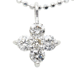 K18WG ホワイトゴールド ダイヤ(内側)0.10ct ダイヤ(外側)0.15ct ダイヤモチーフ 2連 ペンダント ネックレス レディース 【中古】