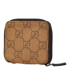 グッチ GGキャンバス ラウンドファスナー コインケース 03998 ベージュ キャンバス レザー レディース GUCCI 【中古】