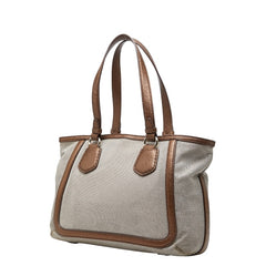セリーヌ ロゴ 馬車 ハンドバッグ トートバッグ ブラウン キャンバス レザー レディース CELINE 【中古】