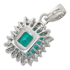Pt900 プラチナ エメラルド1.14ct ダイヤ0.17ct フラワーモチーフ ペンダントトップ ネックレス レディース 【中古】