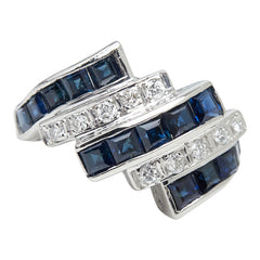 Pt900 プラチナ サファイア1.69ct ダイヤ0.17ct リング 指輪 レディース 7号 【中古】