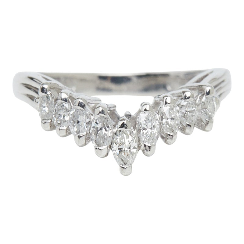 Pt900 プラチナ ダイヤ0.37ct V字リング リング 指輪 レディース 8.5号 【中古】