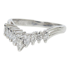 Pt900 プラチナ ダイヤ0.37ct V字リング リング 指輪 レディース 8.5号 【中古】