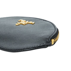 プラダ サフィアーノ コインケース ブラック ゴールド レザー レディース PRADA 【中古】
