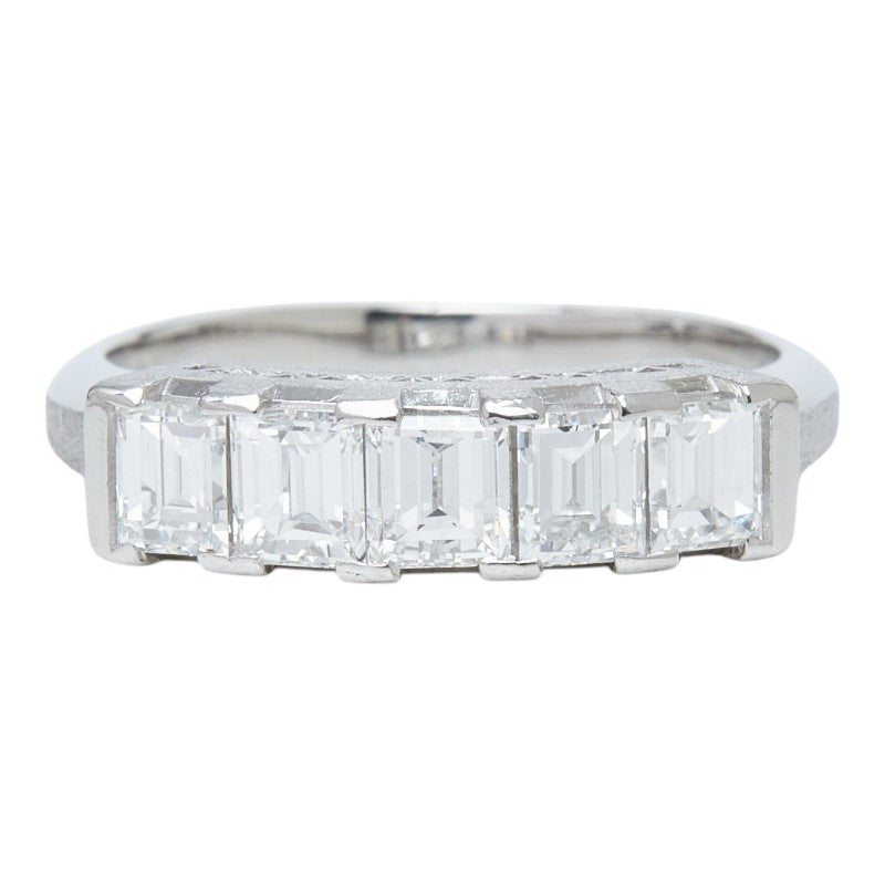 Pt900 プラチナ ダイヤモンド ダイヤ1.14ct 一文字リング リング 指輪 レディース 9.5号 【中古】