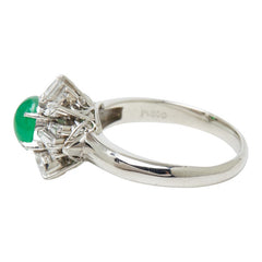 Pt850 プラチナ ヒスイ ダイヤモンド 翡翠0.82ct ダイヤ0.62ct フラワーモチーフ リング 指輪 レディース 11.5号 【中古】