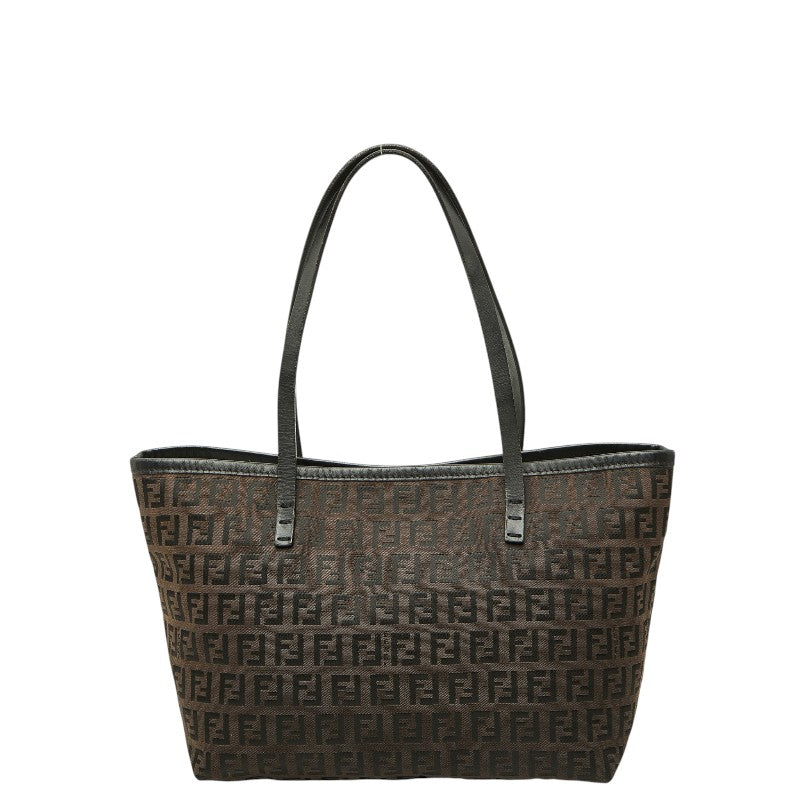 フェンディ ズッキーノ ハンドバッグ ブラウン ブラック キャンバス レザー レディース FENDI 【中古】