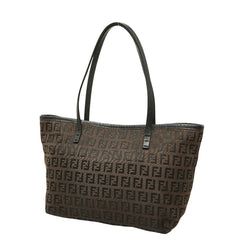 フェンディ ズッキーノ ハンドバッグ ブラウン ブラック キャンバス レザー レディース FENDI 【中古】