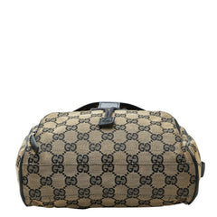 グッチ GGキャンバス バックパック リュック 巾着 019-0352 ベージュ ブラック キャンバス レザー レディース GUCCI 【中古】