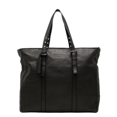 プラダ ロゴ トートバッグ ハンドバッグ ブラック レザー レディース PRADA 【中古】