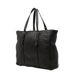 プラダ ロゴ トートバッグ ハンドバッグ ブラック レザー レディース PRADA 【中古】