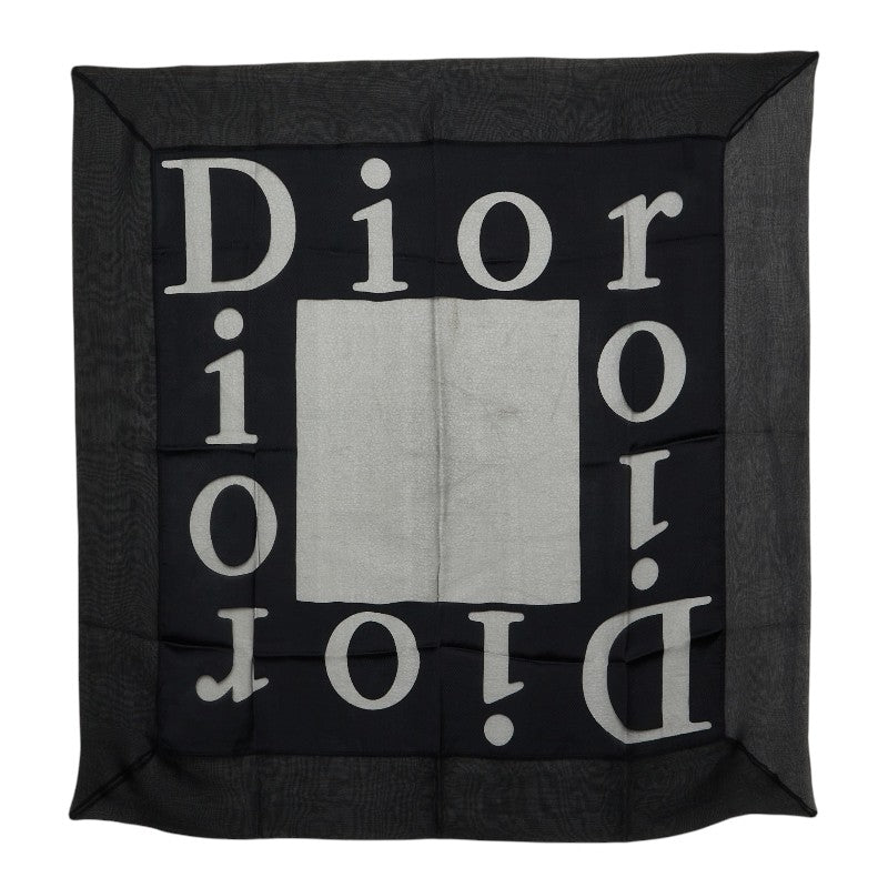 ディオール ロゴ スカーフ ブラック シルク レディース Dior 【中古】