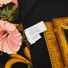 ディオール バラ フラワー プリント スカーフ ブラック マルチカラー シルク レディース Dior 【中古】