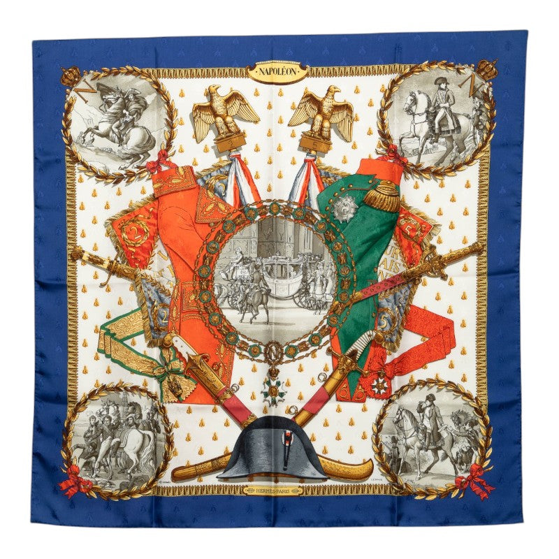 エルメス カレ90 ナポレオン NAPOLEON スカーフ マルチカラー シルク レディース HERMES 【中古】