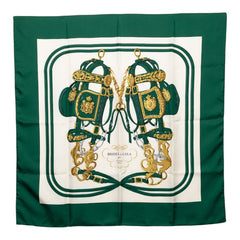 エルメス カレ90 BRIDES de GALA 式典用の馬勒 スカーフ 大判 グリーン系 マルチカラー シルク レディース HERMES 【中古】