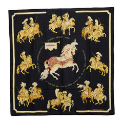 エルメス カレ 90 CARROUSEL メリーゴーランド スカーフ 大判 ブラック ゴールド シルク レディース HERMES 【中古】
